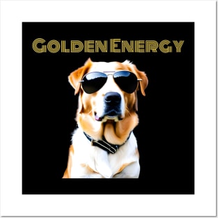 Retro Golden Energy-Golden Retriever in Sunglasses Posters and Art
